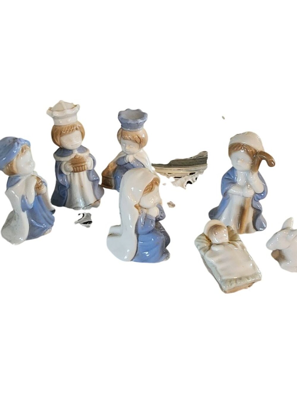 Biedermann Porcelain Mini Nativity Set Sri Lanka With Original Stickers 7 Piece